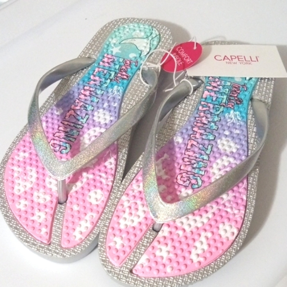 Capelli New York Silver and Pink Flip Flops